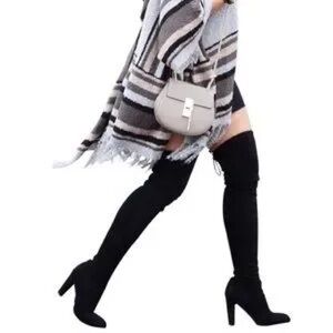 Kaitlyn Pan Black Over-the-Knee Suede Boots | 7.5M